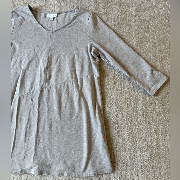 PURE JILL J JILL WOMEN’S 3/4 SLEEVE TUNIC TOP BEIGE SIZE XS PIMA COTTON CASUAL - Picture 3 of 6